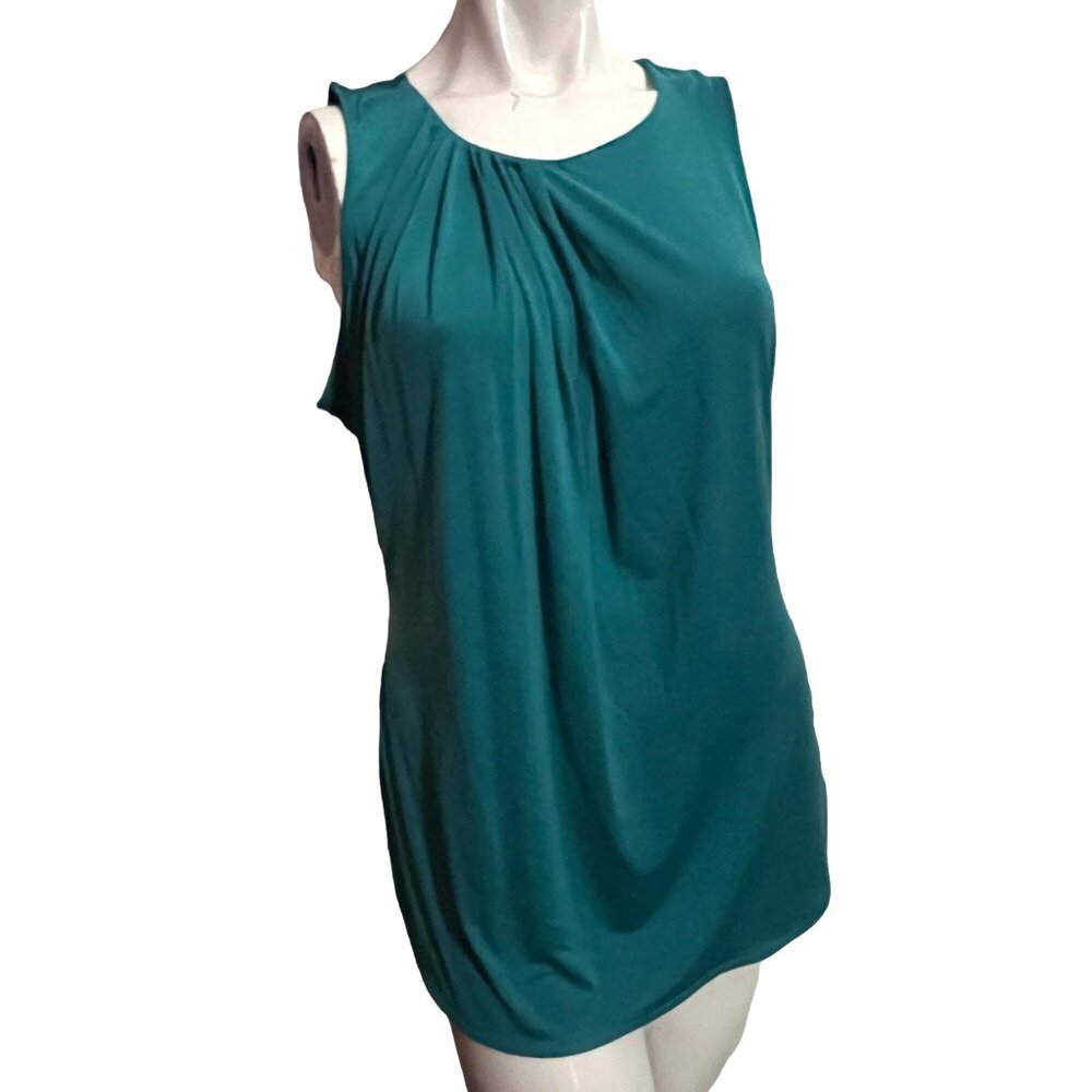 Worthington Teal Green Sleeveless Blouse Sz Small Satiny Women's Cute Blouse - Picture 4 of 9